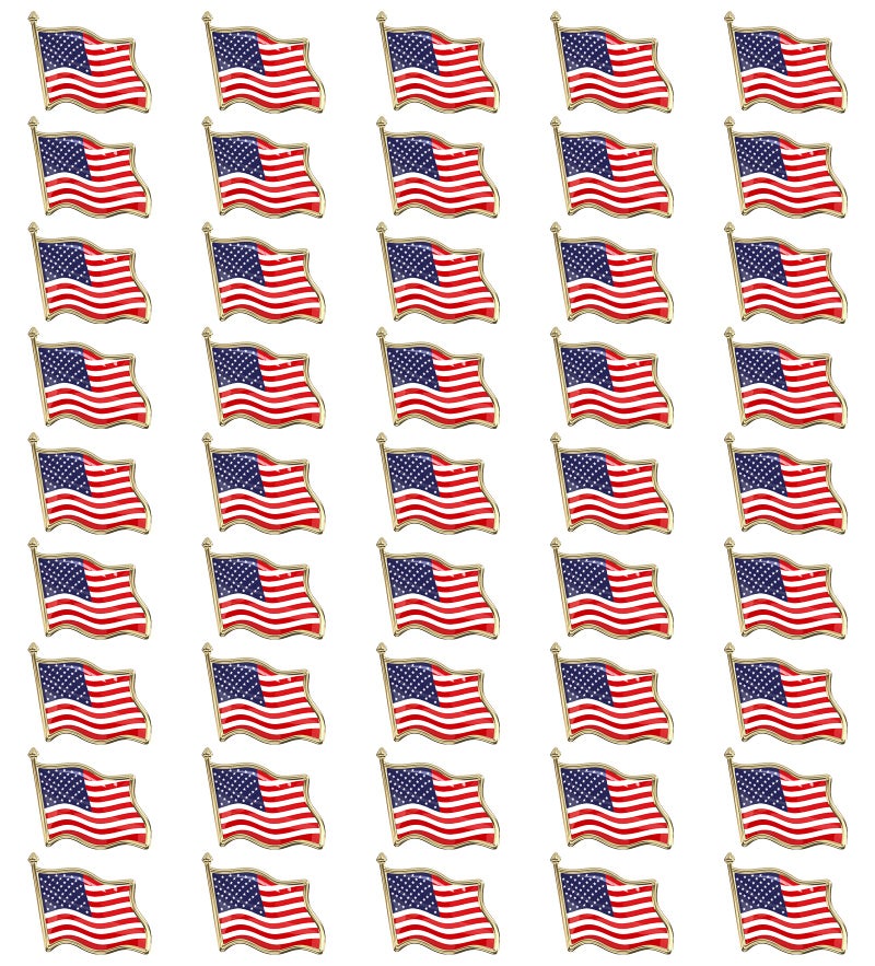Bassion 50 PCS American Flag Lapel Pin Waving for Veterans Independence Memorial Day Decorations Gifts USA Flag Pins 4th of July Accessaries - Image 1